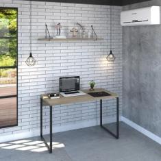 Escrivaninha de Escritório Estilo Industrial 1,20m, em AÇO/MDF - Lenna