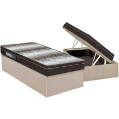 Cama Box Baú Solteiro: Colchão Ortopédico Ortobom Light + Base CRC Sue