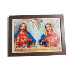 Exclusivo Quebra-Cabeça 24 Peças Mdf Moldura Sagrado Coração - Reidope
