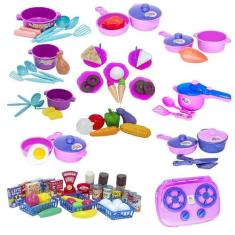 Cozinha Infantil Panelas Fogão Mercado Doceria Legumes 89Pç - Altimar