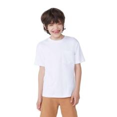 Camiseta Básica Infantil Menino Com Gola Redonda Hering Kids, Branco, 