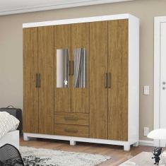 Guarda Roupa Casal A22 6 Portas 2 Gavetas Carioca Móveis Branco Cinamo