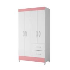 Guarda Roupa Solteiro 4 Portas 2 Gavetas Premium Solteiro Quarto Infan