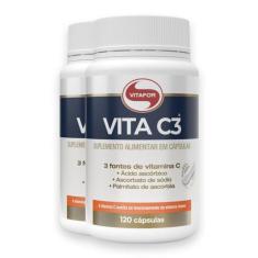 Kit 2 Vita C3 Vitamina C Vitafor 120 Cápsulas