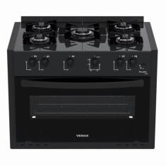 Fogão Venax Picasso Line 5 Bocas de Embutir Preto Fosco a Gás Em Vidro