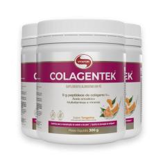 Kit 3 Colagentek Vitafor 300g Tangerina