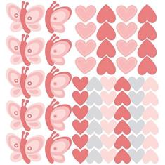 Adesivo de Parede Borboletas Coração Kit Extra Safari Menina