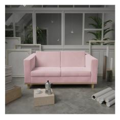 Sofá 2 Lugares 140cm Suede Esper Maranata Estofados Rosa Bebê