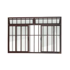 Janela Plus 4 Folhas Com Bandeira E Grade Vidro Liso 100cm X 200cm Brimak Corten