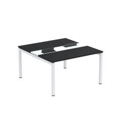 Mesa Plataforma Dupla Com Pé De Aço Para Coworking 130x140-2p Pdc13-14-2p Preto-branco