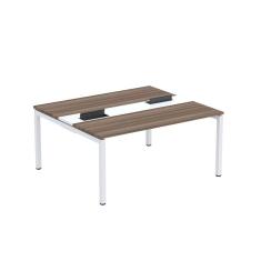 Mesa Plataforma Dupla Com Pé De Aço Para Coworking 160x140-2p Pdc16-14-2p Walnut-branco