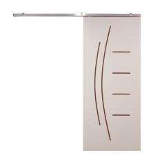 Porta De Correr Branco Prime Frisada Kit Alumínio F08 - Smile - 210x90