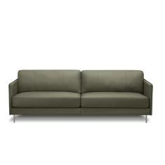 Sofá Decorativo Anthony 3 Lugares Sala De Estar 240cm Pés Em Aço Couro Fendi G88 - Gran Belo