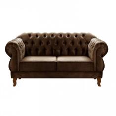 Sofá Namoradeira Duquesa 2 Lugares Chesterfield Imperial Marrom
