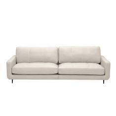 Sofá Decorativo Isaac 4 Lugares Sala De Estar 270cm Pés Em Aço Couro Off White