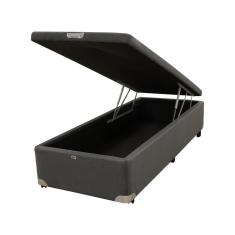 Cama Box Baú Castor Solteiro Vellus Cinza 120x203x35cm