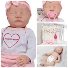 Boneca Reborn 100% Silicone Pode Banho Enxoval 11 Acessórios - Cegonha