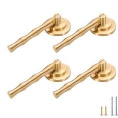 Evionlin Pacote com 4 maçanetas de latão escovado sólido puxador puxador de lágrima design pendurado para armários gaveta porta móveis decorativos parafusos incluídos