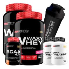 Kit 2x Waxy Whey Protein 900g + 2x Power Creatina 100g + BCAA 4,5 100g