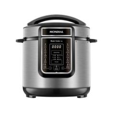 Panela de Pressão Elétrica Digital 6L Mondial Preto e Inox - PE-60-6L-