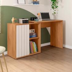 Escrivaninha Mesa Escritório com Start 1 Porta 140cm Freijó E Off Whit