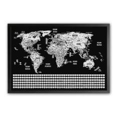 Mapa Mundi De Raspar Raspadinha Bandeiras 73X50 Com Moldura