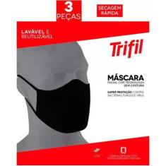 Máscara Tecido Lavável Dupla Preta (C/03 Unds) Trifil