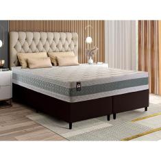 Conjunto Cama Box Espuma Oxford Verde King 193x203x67