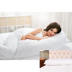 Travesseiro de Corpo King Xuxão Chuchão Toque de Pluma Pena 150x50cm Inodoro, Antialérgico