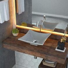 Cuba de Apoio para Banheiro L34 Lux Quadrada Folha Compace Cinza