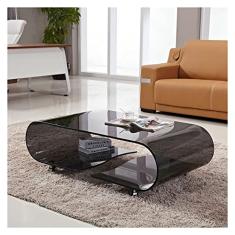 Mesa lateral mesa de centro de vidro móvel com rodas rolantes, mesa de canto decorativa moderna clara, mesa de chá retangular para sala de estar, banheiro, quarto e mesa de centro de escritório para sala de estar (cor: