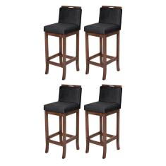 Kit 4 Banquetas Alta para Cozinha Americana Turim Madeira Capuccino Suede CCS