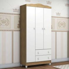 guarda-roupa infantil candy 3 pt 2 gv branco e amadeirado