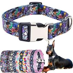 Coleira fofa para cães PP pequenos, médios e grandes, coleira para animais de estimação de nylon macio, estampa 3D, estampas multicoloridas, coleiras ajustáveis para cães, meninas, meninos,