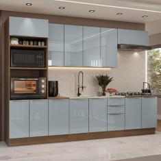 Armário de Cozinha Completa 310cm Rustic/Cinza Lux Madesa 02, Rustic/C
