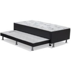 Cama Box Conjugado Solteiro Cama Auxiliar (88x188x37) - Ortobom Preto