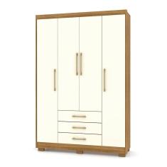Guarda Roupa Solteiro 4 Portas E 3 Gavetas Valência Nature/champanhe - Pallazio