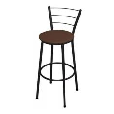 Banqueta Alta Preta com Assento Marrom Fortmix