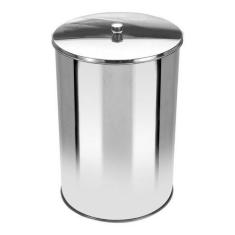 Lixeira Office Redonda Com Tampa Em Aço Inox 5 Litros - JSN, Cinza