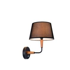 Arandela Cabeceira Standard Madeira Castanho Cúpula Preta Madelustre