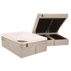Cama Box Baú Queen: Colchão Molas Bonnel Castor Premium Tecnopedic + Base Crc Suede Clean(158X198)
