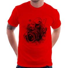 Camiseta Câmera Fotográfica - Foca na Moda, Vermelho, P