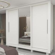 Guarda-roupa Casal 3 Portas 1 Porta Espelhada com Pés Milão Yescasa