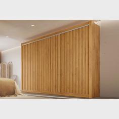 Guarda Roupas 3 Portas de Correr York c/6 Gavetas e Ripada Peroba - Europa