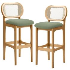 Kit 02 Banquetas Altas Para Cozinha Bancada Sala Tela Betta Fixa L02 Bouclê Oliva - Lyam