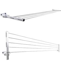 Varal Roupa Alumínio Articulado Retratil Parede 5 Cordas - Home Varais