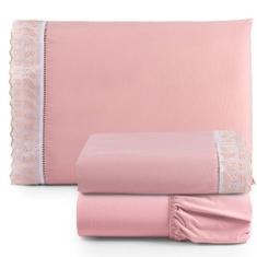 Jogo De Lençol Solteiro 3 Peças Basic Percal 180 Fios Lese Bordado Ing