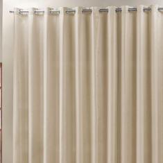 Cortina Roma 4,00M X 2,50M Bege Tecido Rafia Detalhado Para Sala Ou Qu