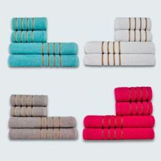 Jogo De Toalhas 16 P Coleo Montreal 100% Algodo Vd+br+cz+rs - Toalhas 