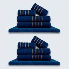 Jogo De Toalhas 10 Ps Coleo Montreal 100% Algodo Azul+azul - Toalhas B